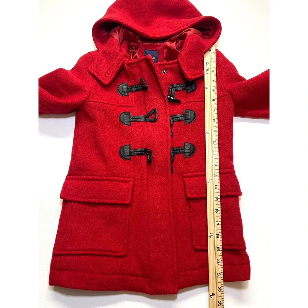 GAP Kids Red Wool Blend Hooded Duffle Coat Toggle Jacket Size S 6-7 GK98